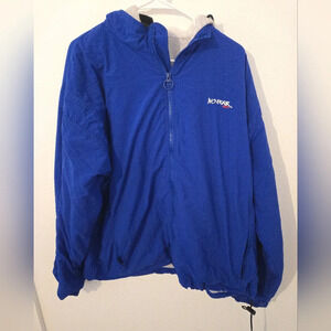 Vintage 90s y2k No Fear Jackets Hooded Mens Size XL Zip Up Blue w Gray Hood Cott